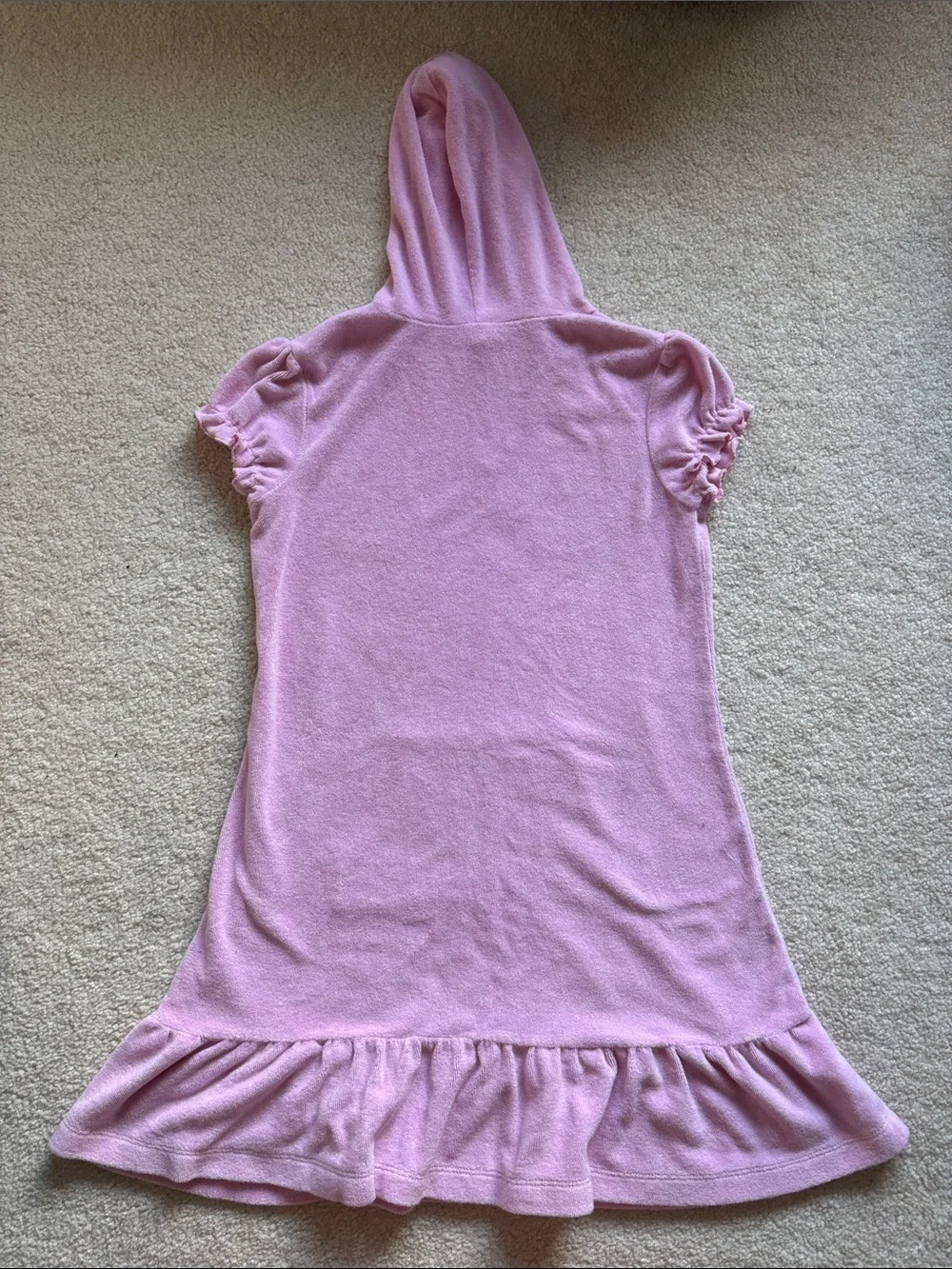 Xhilaration Pink Hooded Terry Ruffle Hem Swim Coverup